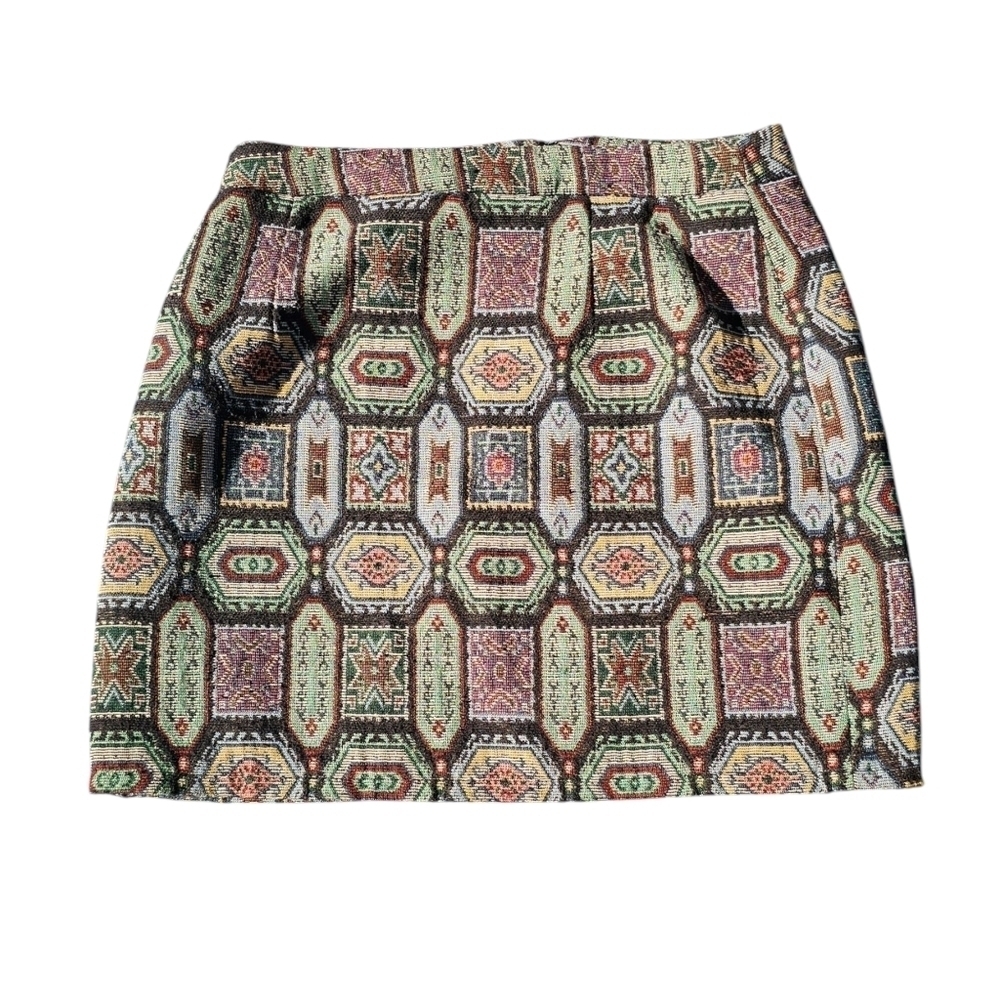 Dex Unique Embroidered Style Patterned Statement Skirt Sz S